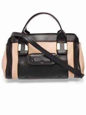 CHLOÉ ALICE BLACK & NUDE LEATHER CROSSBODY TOP HANDLE BAG